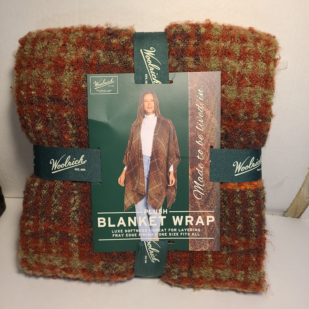 Woolrich Women's BlanketWrap One Size Polyester Plaid NWT